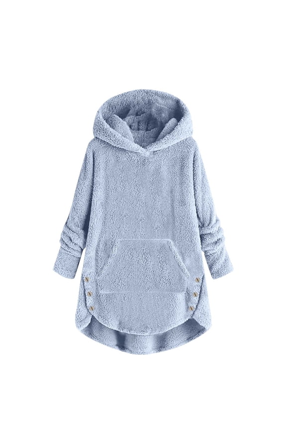 Girls Fuzzy Fleece Dress Hoodies Cute Loose Warm Long Sleeve Pullover Tops Casual Thick Sweatshirt Dress with Pockets 5-15 Years