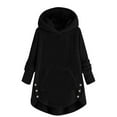 thumbnail image 1 of Girls Fuzzy Fleece Dress Hoodies Cute Loose Warm Long Sleeve Pullover Tops Casual Thick Sweatshirt Dress with Pockets 5-15 Years, 1 of 4