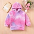 thumbnail image 1 of Girls Fuzzy Fleece Hoodies Casual Sweatshirt Sherpa Pullover with Kangaroo Pockets, 1 of 5
