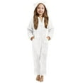 thumbnail image 1 of Girls Fuzzy Fleece Jumpsuits Kids Full Zip up Long Sleeve Hooded Rompers Solid Color Soft Warm Winter Loungewear with Pockets 5-15 Years, 1 of 4