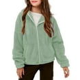 thumbnail image 1 of Girls Fuzzy Fleece Sherpa Hoodies Jackets Full Zip up Solid Color Hooded Coat Long Sleeve Warm Winter Outerwear with Pockets 5-14 years, 1 of 5