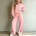 thumbnail image 1 of Girls Fuzzy Fleece Sweatsuits Kids Size 7-8 2 Piece Outfits Long Sleeve Half Zip Pullover Sweatshirt Top and Wide Leg Sweatpants Set Winter Warm Tracksuit Activewear, 1 of 5