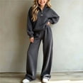 thumbnail image 1 of Girls Fuzzy Fleece Sweatsuits Tween Size 12-13 2 Piece Outfits Long Sleeve Half Zip Pullover Sweatshirt Top and Wide Leg Sweatpants Set Winter Warm Tracksuit Activewear, 1 of 5