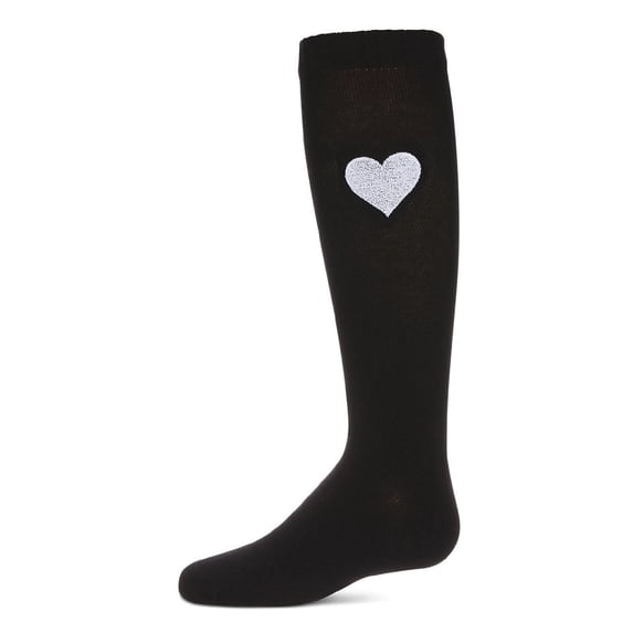 MeMoi Fuzzy Heart Knee High Socks - Girls - Female, 12, Black
