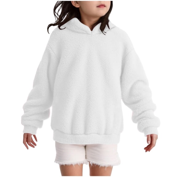 Girls Fuzzy Hoodie Long Sleeve Tween White Hoodie Warm Loose Girls Pullover Girls Hoodie Size 13-14 Years