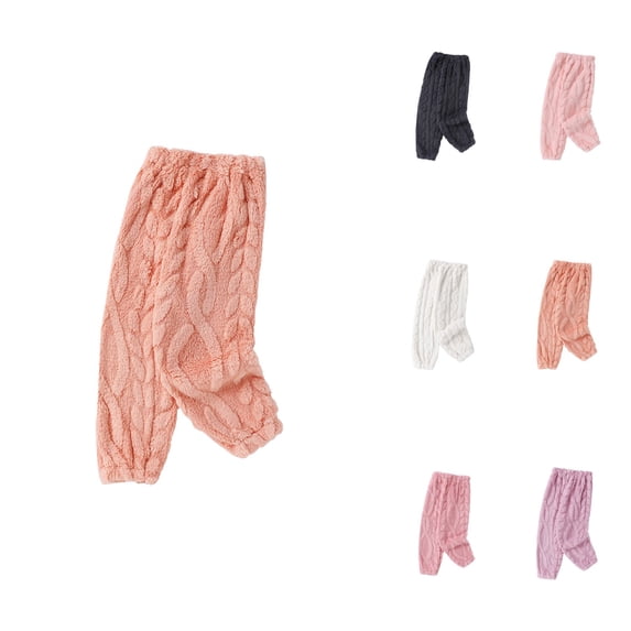 Girls Fuzzy Pajama Pants Elastic Waist Loungewear Plush Sweatpants for & Kids - Comfy High Waist Casual PJ Pants for Winter Spring Warmth