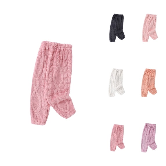 Girls Fuzzy Pajama Pants Elastic Waist Loungewear Plush Sweatpants for & Kids - Comfy High Waist Casual PJ Pants for Winter Spring Warmth