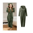 thumbnail image 1 of Girls Fuzzy Pajamas Girls Pajamas with Bear-Eared Hood Boys Pajamas with Zip Up One-Piece Sleepwear Teen Outerwear 11-12 Years, 1 of 4