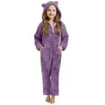 thumbnail image 1 of Girls Fuzzy Pajamas Onsie Bear Ear Hooded Jumpsuits Faux Fleece Front Zip Romper Playsuit Winter Sleep Homewear (9 Years, Purple), 1 of 5