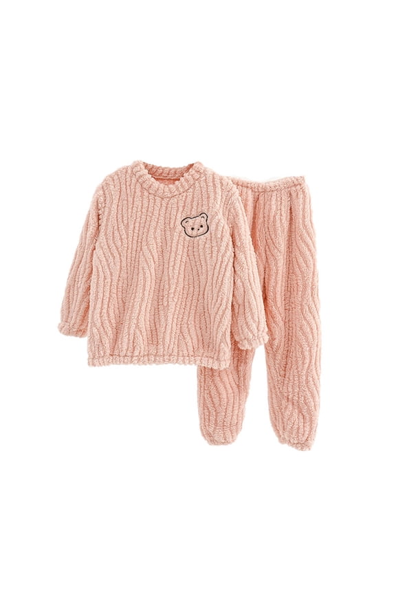 Girls Fuzzy Pants Set Fleece Outfits Kids Warm Cute Loose Furry Crewneck Pullover Sweatshirt Top Pants Soft Winter Sweatsuit
