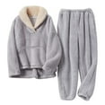 thumbnail image 1 of Girls Fuzzy Pants Set Fleece Outfits Winter Flannel Loose Fluffy Pullover Sweatshirt Top Pants Sweatsuit, Limited Time Offer Under 10 Dollars, 1 of 6