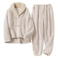 thumbnail image 1 of Girls Fuzzy Pants Set Fleece Outfits Winter Flannel Loose Fluffy Pullover Sweatshirt Top Pants Sweatsuit, Limited Time Offer, 1 of 6