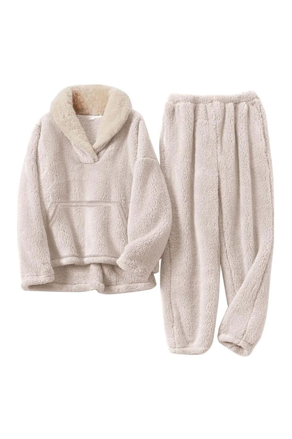 Girls Fuzzy Pants Set Fleece Outfits Winter Flannel Loose Fluffy Pullover Sweatshirt Top Pants Sweatsuit, Limited Time Offer