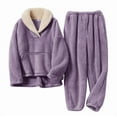 thumbnail image 1 of Girls Fuzzy Pants Set Fleece Outfits Winter Flannel Loose Fluffy Pullover Sweatshirt Top Pants Sweatsuit, Limited Time Offer, 1 of 6