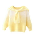 thumbnail image 1 of Girls Fuzzy Sweater Uniforms Sailor Collar Cute Sweaters Sweatshirts Long Sleeve Fluffy Knit Pullover Tops Yellow, 5-6 Y, 1 of 7