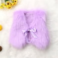 thumbnail image 1 of Girls Fuzzy Vest Coat Thick Sleeveless Kids Fleece Jacket Warm Tie-Up Shawl Cardigan Outwear for Casual Purple 1Y, 1 of 3