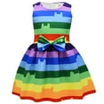 thumbnail image 1 of Girls Sleeveless Rainbow Cat Costume Bowknot Twirl Dress for Halloween, 1 of 6