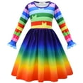 thumbnail image 1 of Girls Gabby's Dress Halloween Rainbow Long Sleeve Stripe Costume, 1 of 7