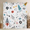 thumbnail image 1 of Galaxy Blackout Curtains Outer Space Curtains Universe Themed Window Curtains Cute Cartoon Rocket Print Bedroom Curtains Universe Decor for Teens Planet Curtains,2 Panels 42"Wx63"L, 1 of 5