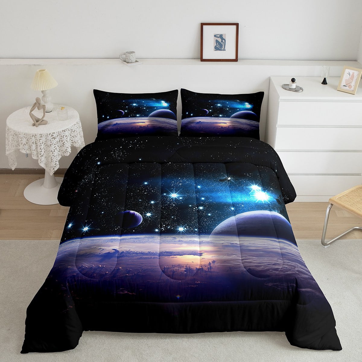Girls Galaxy Comforter Set Twin Universe Themed Bedding for Boys Girls Outer Space Bedding