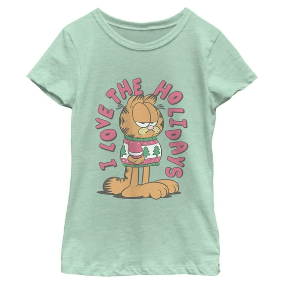 Girls Garfield I Love The Holidays Ugly Sweater T Shirt