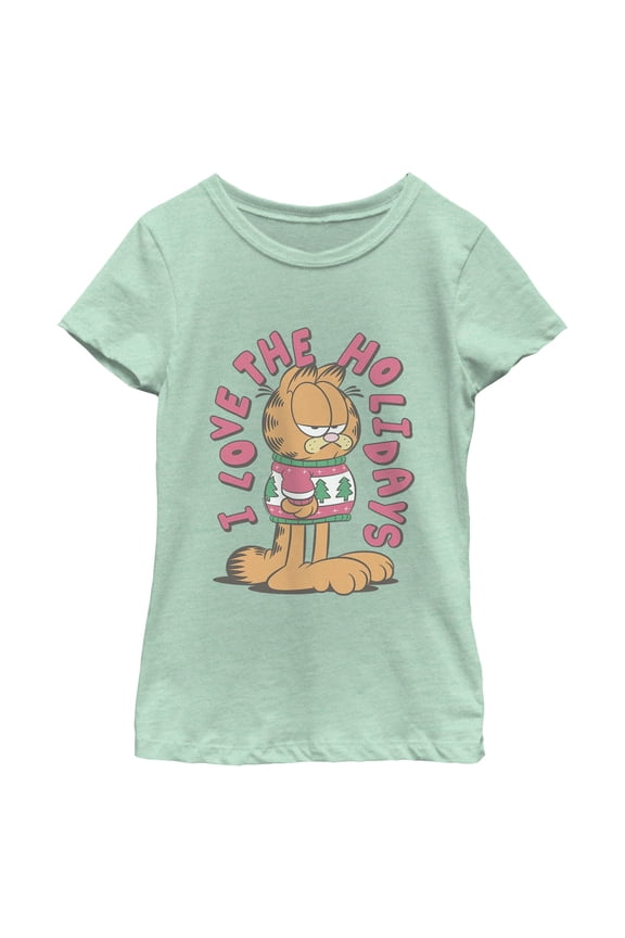 Girls Garfield I Love The Holidays Ugly Sweater T Shirt