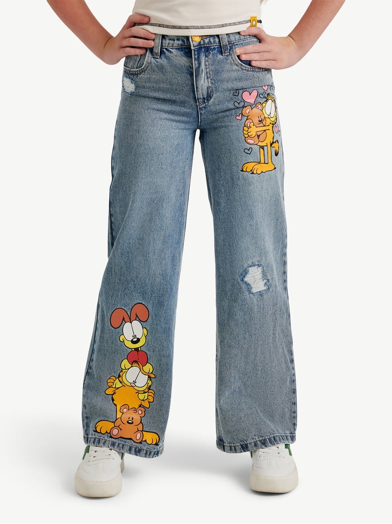 Justice x Garfield Girls Collab Jeans, Sizes 6-18, Slim & Plus