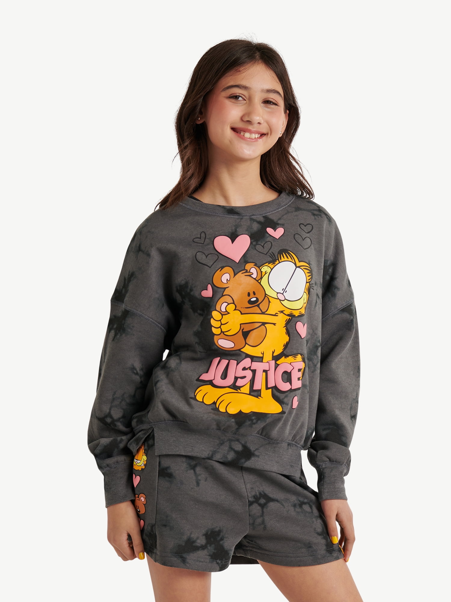 Justice x Garfield Girls Fleece Crewneck, Sizes XS - XLP