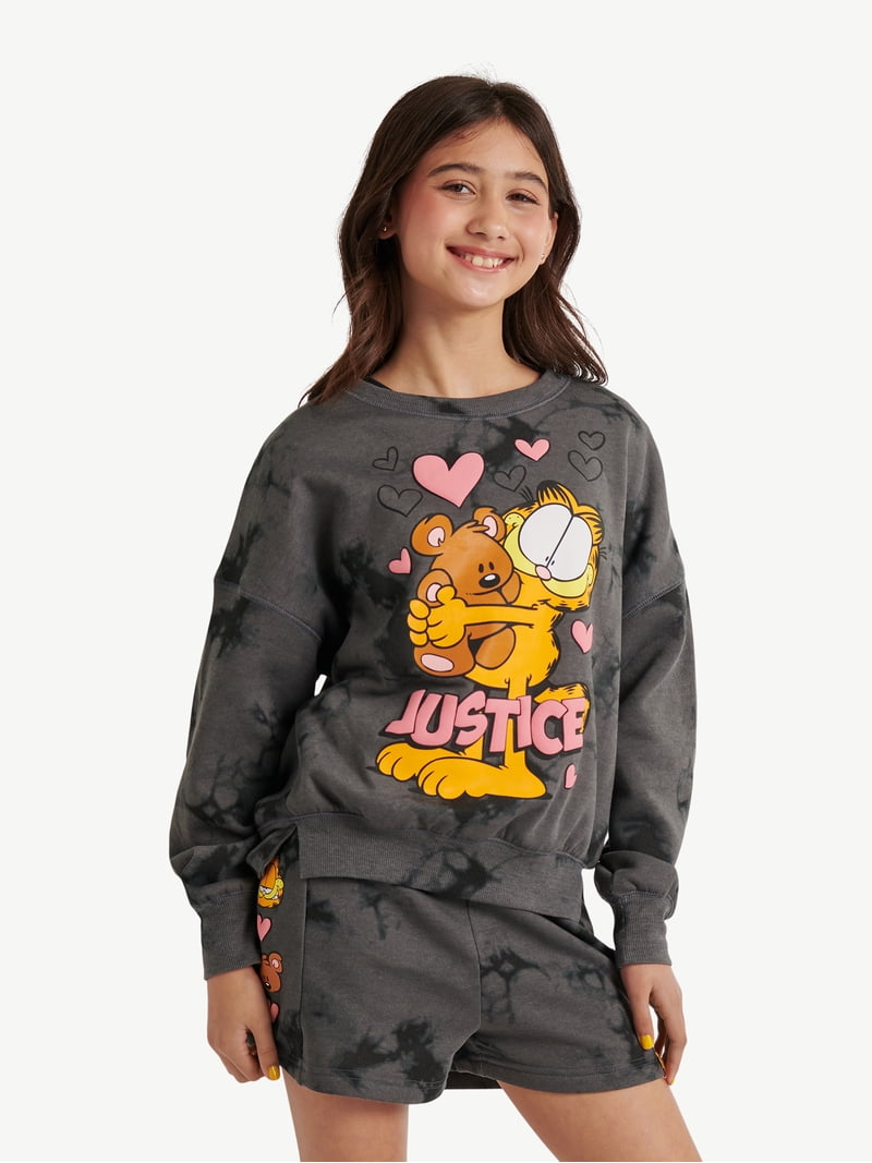 Justice x Garfield Girls Fleece Crewneck, Sizes XS - XLP - Walmart.com