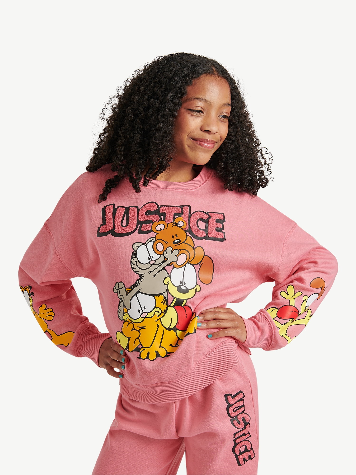 Justice x Garfield Girls Fleece Crewneck, Sizes XS - XLP - Walmart.com
