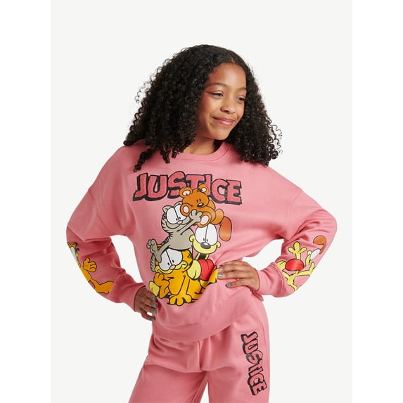 Girls Garfield X Justice Fleece Crewneck, Sizes XS - XLP