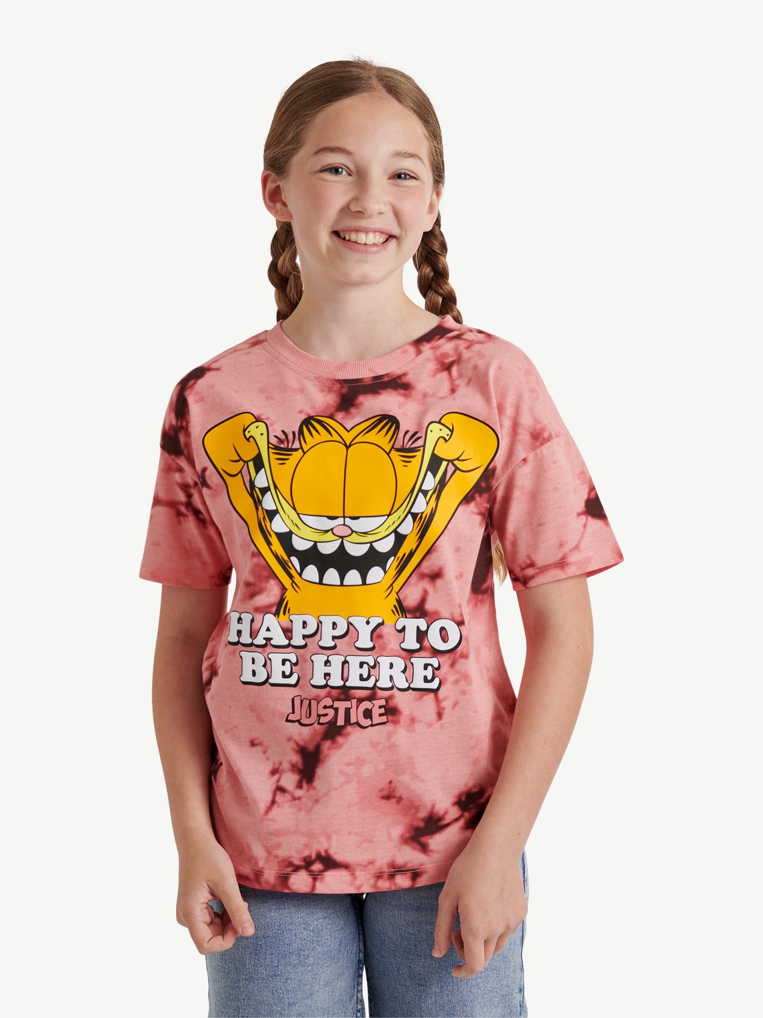 Justice x Garfield Girls Oversized Tee, Sizes XS - XLP