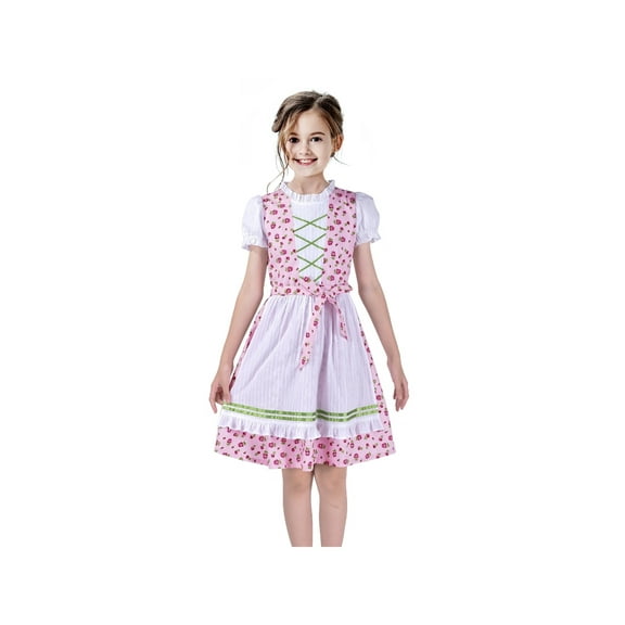 Girls Germany Dirndl Dress Costumes For Bavarian Oktoberfest Vintage Pink 10 Years