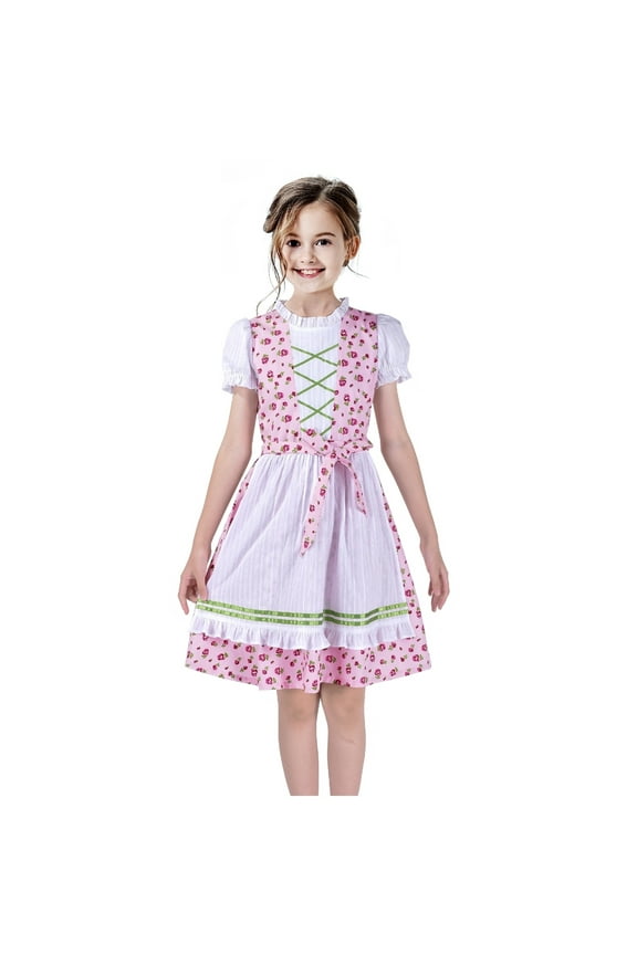 Girls Germany Dirndl Dress Costumes For Bavarian Oktoberfest Vintage Pink 10 Years