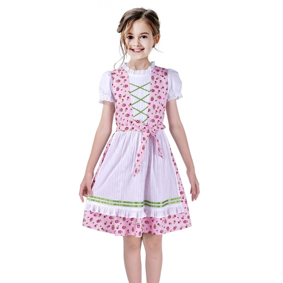 Sunny Fashion Girls Germany Dirndl Dress Costumes For Bavarian Oktoberfest Vintage Pink 6 Years