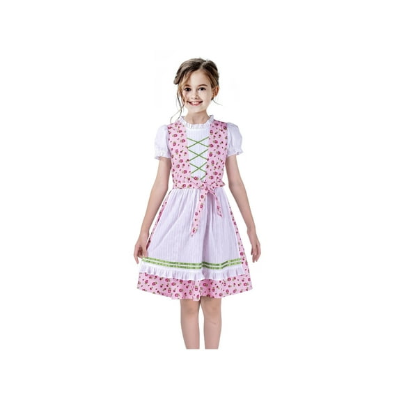 Girls Germany Dirndl Dress Costumes For Bavarian Oktoberfest Vintage Pink 7 Years