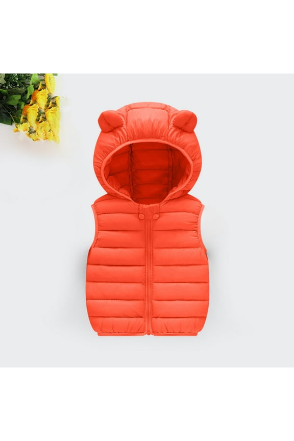 Girls Gilets Boys Vest Kids Padded Gilet Toddler Sleeveless Coat Jacket Body Warmer Kids Waistcoat with Pockets Winter Warm Clothes Orange 3-4 Years