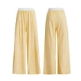 thumbnail image 1 of Girls Gingham Wide Leg Pants Elastic High Waist Drawstring Waist Loose Long Pants Plaid Print 1-12 Years Yellow, 1 of 4