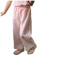 thumbnail image 1 of Girls Gingham Wide Leg Pants Elastic High Waist Drawstring Waist Loose Long Pants Plaid Print 5-14 Years Cotton Plaid Pants Y2K Vintage Steetwear Elastic High Waist Wide Leg Pants Trendy Holiday, 1 of 4