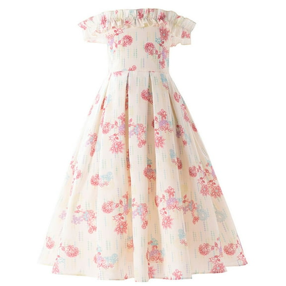 Girls Giselle Costume Princess Dress Off Shoulder Floral Cosplay Fancy Dresses for 3-9T