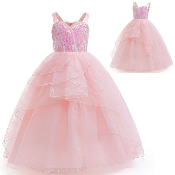Girls Pink Witch Costume Dress Halloween Birthday Cosplay Outfits, Size 4-5Y