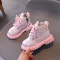 thumbnail image 1 of Girls Glitter Ankle Boots Waterproof Lace Up British Style Fashion Trendy Casual Cute Comfortable Lightweight Thick Boot Side Zipper Low Heel Booties, 1 of 9