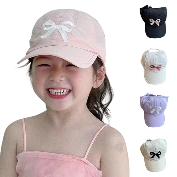 Girls Glitter Baseball Cap Kids Adjustable Ponytail Hat Toddler Summer Mesh Trucker Hats Black