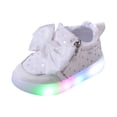 thumbnail image 1 of Girls Glitter Bow Light Up Sneakers Kids Sole Athletic Shoes with Strap Girls（12M 6Y） Clothes, 1 of 5