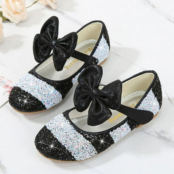 Girls Glitter Bowknot Ballet Mary Jane Flat School Dance Party Casual Dress Shoes