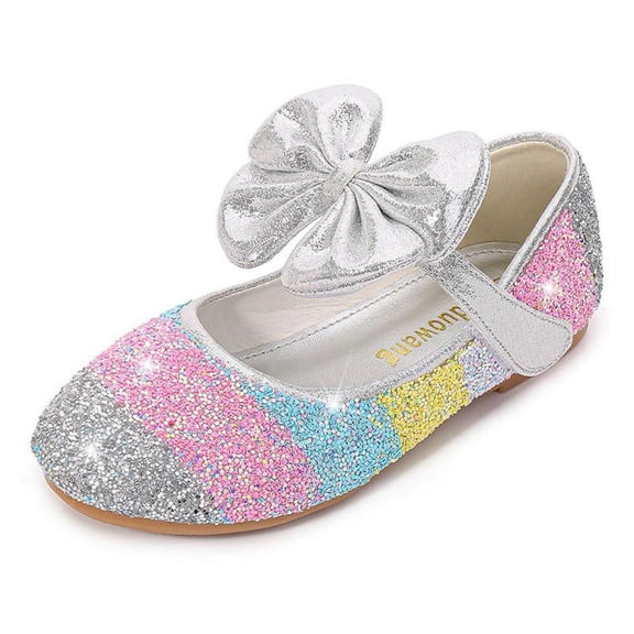 Girls Glitter Bowknot Ballet Mary Jane Flat School Dance Party Casual Dress Shoes