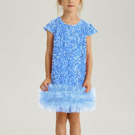 Girls' Glitter Casual Sleeveless Dress with Solid Color and Off-Shoulder Design for Play and Parties