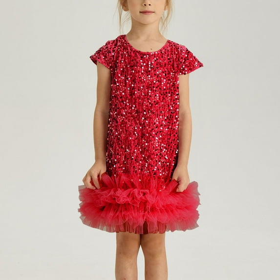 Girls' Glitter Casual Sleeveless Dress with Solid Color and Off-Shoulder Design for Play and Parties