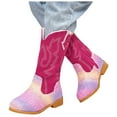 thumbnail image 1 of Girls Glitter Cowboy Boots Fashion Knee High Western Cowgirl Booties Kids Pointed Toe Mid Calf Riding Shoes, 1 of 5