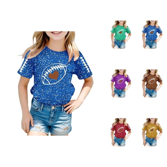 Girls Glitter Graphic T-Shirt, Comfortable Casual Short Sleeve Tee, Soft Breathable Top for Kids, Youth & Teens, Stylish Everyday Wear